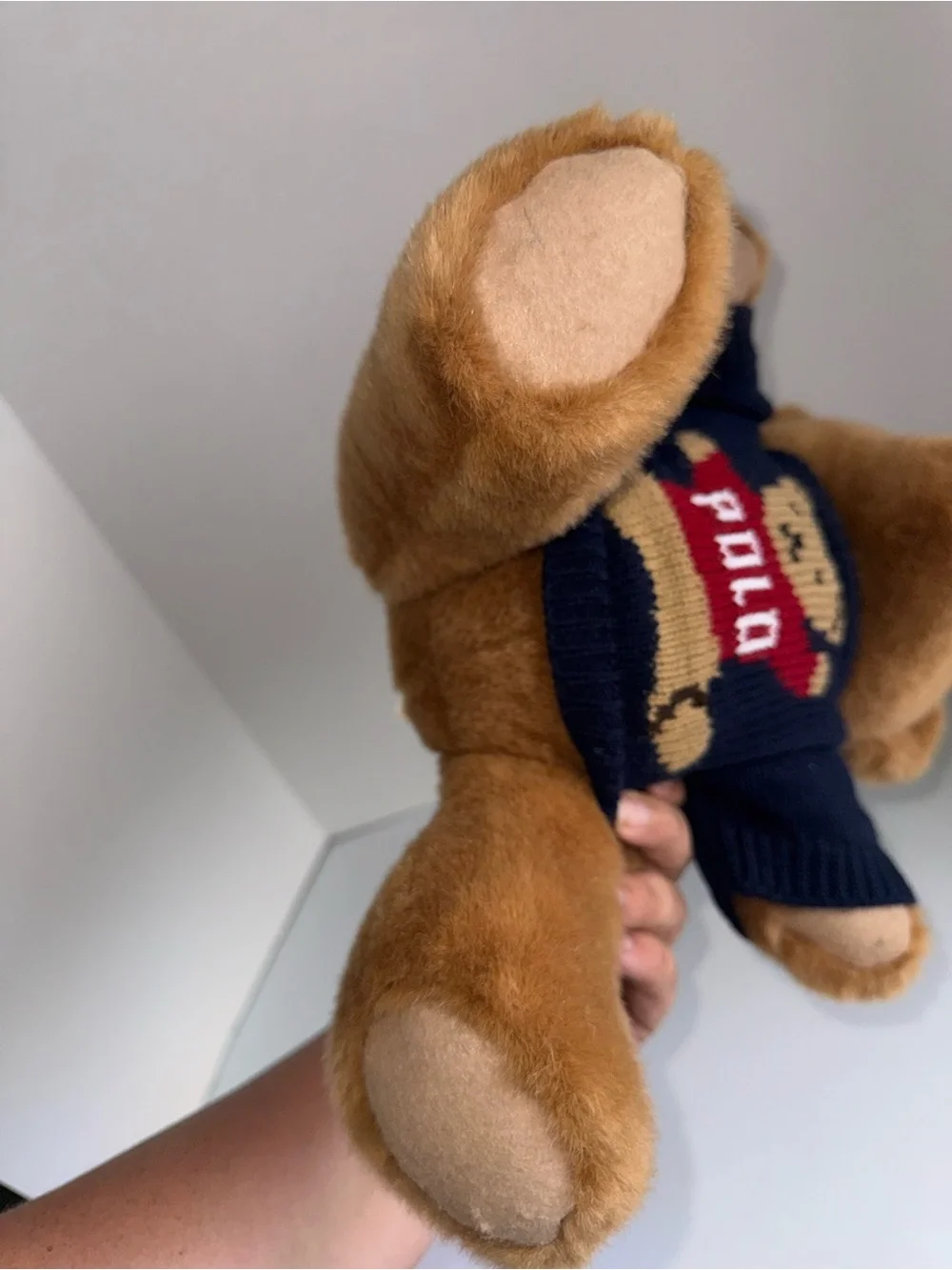 VINTAGE POLO RALPH LAUREN 1997 Plush Teddy Bear with Navy Sweater 15 inches